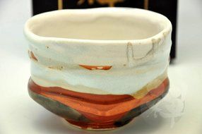 Japanese Mino Yaki ware Matcha Bowl Green Tea 12 / 12 / 8.5cm (4.7 / 4.7 / 3.3inch)[7355] N2