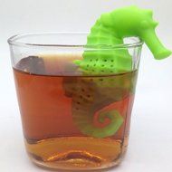 Creative Food-grade Silicone Colorful Sea Horse Shape Cup Mug Tea Leaf Infusers - Peach N4