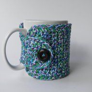 Coffee Mug Cozy and Coffee Sleeve Set Blue Purple Green Twist N2