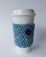 Coffee Mug Cozy and Coffee Sleeve Set Blue Purple Green Twist N3