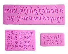Script Letters &amp; Numbers 3 pc Silicone Mold Set for Fondant Chocolate Crafts N2