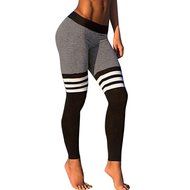 PHOTNO Women Fitness Yoga Leggings High Waist Stripe Patchwork Skinny Push Up Pants