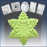 Snowflake 03- Detail of high relief sculpture - Silicone Soap/sugar/fondant/chocolate/marzipan 2d Mold, cake mold...