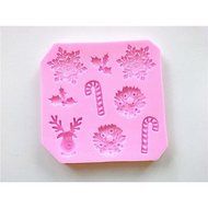 Y&amp;XL&amp;H Christmas Deer Snowflake Crutch Fondant Cake Chocolate Silicone Mold Cake Decoration Tools,L9.7W9.7H1cm N2