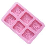 Cherryard 6-Cavity Square Shape Carve Patterns Mooncake Molds Biscuit Mold Cake molds Handmade Soap Molds,Home... N2