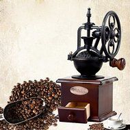 Dewel Household Small Gear Grinding Machine / Vintage Large Wheel Grinder for Coffee, Bean &amp; Spice, etc. / Ideal... N4