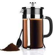 Zestkit French Press Coffee Tea Makers, 1 Liter 34 oz, Heat Resistant Glass and Stainless Steel, Black/Silver