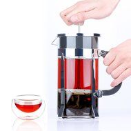 Zestkit French Press Coffee Tea Makers, 1 Liter 34 oz, Heat Resistant Glass and Stainless Steel, Black/Silver N2