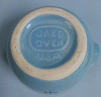 Vintage Cronin Pottery - Bake Oven USA - Small Blue Tulip Casserole Dish with Lid N4
