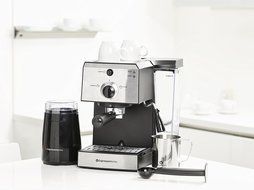 7 Pc All-In-One Espresso Machine Bundle Set, 15 Bar Pump - (INCLUDES: Electric Coffee Bean Grinder, Portafilter... N9