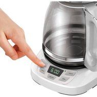 Sneak-A-Cup, Easy-Grip Carafe Handle, 12-Cup, Programmable Coffee Maker, White