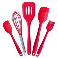Silicone Kitchen Utensils Hygienic Solid Coating-Turner Large Spatula Small Spatula Basting Brush Whisk N3