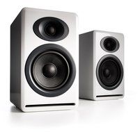 Audioengine P4 Passive Bookshelf Speakers and N22 Audio Amplifier Desktop Audio Speaker System (White)
