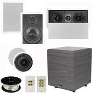 Theater Solutions 5.1 Home Theater 8" and 6.5" Speakers with Center 10" Powered Sub and More TS6C8WL51SET4