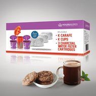 2 Reusable KCups, 1 Reusable Carafe KCup and 3 Replacement Charcoal Water Filters By Housewares Solutions for... N9