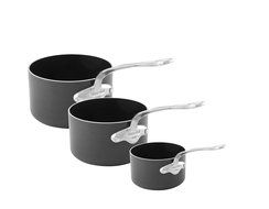 MAUVIEL 8610.50 - Series of 3 M'stone3 black anodized aluminum saucepans 16, 18 and 20 cm - Non Stick interior... N2