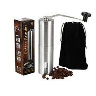 Tenn Well Stainless Steel Manual Coffee Grinder-Portable Hand Crank Coffee Mill With Ceramic Conical Burr (Silver)