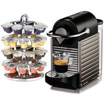 Nespresso C60 Pixie Electric Titan Automatic Espresso Machine with Bonus Mind Reader 50 Capsule Storage Drawer N2