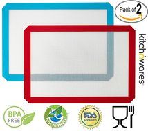 Silicone Baking Mat, Non-Stick Cooking Mat - 2 Pack (red+blue) 11.5X16.5 N5