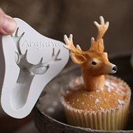 Anyana 3D Stag's Head Mold Christmas Deer Silicone Mould Fondant Cake Mold elk MOLD N2