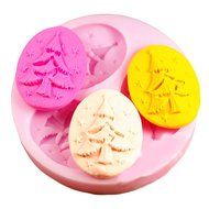 PIAGO 1 Pcs 3 Cavity Mini Christmas Tree Fondant Mold Silicone Resin Sugar Mini Moulds Craft Molds DIY Cake Decorating