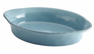 Rachael Ray Cucina Stoneware 2-Quart Oval Baker, Cranberry Red N3