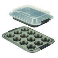 Anolon 3 Piece Advanced Nonstick Bakeware Set with Shared Lid, Gray