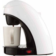 120W Single Cup Coffee Maker with Porcelain Mug and Measuring Spoon, White