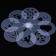 Christmas Designs PP Plastic Coffee Flowers Die Fancy Coffee Printing Template Model Milk Foam Spray Tool 8PCS... N3