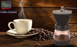 Manual Coffee Grinder, Top Quality, Stainless Steel, Fortified Glass, Ceramic Core, Adjustable Grinder, Make Fresh... N2