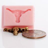 Miniature Steer Skull Silicone Mold Food Safe Mold Craft Jewelry Mold. Perfect size to make western jewelry earrings. N5