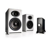 Audioengine P4 Passive Bookshelf Speakers and N22 Audio Amplifier Desktop Audio Speaker System (White) N2