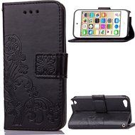iPod touch 6 Case,iPod touch 5 Case,PHEZEN Beauty Luxury Bling Rhinestone Diamond Embossed Flower Butterfly PU... N36