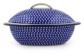Polmedia Polish Pottery 16-inch Stoneware Baker with Cover H4032F Hand Painted from Ceramika Artystyczna in Boleslawiec... N4