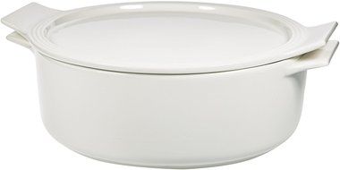 10.75"L Maison White Round Baker W/Lid W/Handles