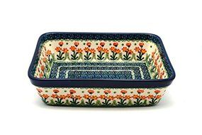 Polish Pottery Baker - Rectangular - Medium - Peach Spring Daisy