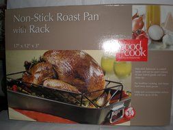 Non Stick Roast Pan with Rack, 17" X 12" X 3", Accommodates up to 20 LBS
