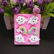 C-Pioneer Silicone Rainbow Smile Clouds Mold Sugarcraft Chocolate Fondant Cupcake Decorating Mold N2