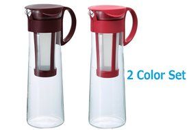 [2 Color Set] New Hario Hario 1000ml Mizudashi Cold Brew Coffee tea Server Red &amp; Brown set