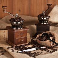 Hotkey Manual Vintage Bronze Coffee Grinder Household Retro Wood Delicate Coffee Mill with Procelain,Durable Hand... N2