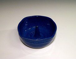Indigo Blue Apple Baker Stoneware Ceramic Pottery