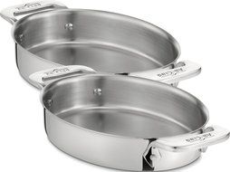All-Clad 59900 Stainless Steel 7-Inch Oval-Shaped Baker Specialty Cookware Set, 2-Piece, Silver N2