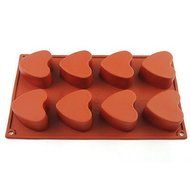 Silicone Hearts Baking Cake Chocolate Soap Candy Jelly Ice Mold Mould Pan 8-cav N4