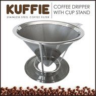 KUFFIE Stainless Steel Coffee Filter - Permanent, Reusable and Paperless Pour Over Coffee Dripper Cone (4 Cup...