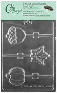 CybrTrayd F123 Fall Assorted Lollies Pumpkin, Leaf, Acorn Chocolate Candy Mold with Exclusive Copyrighted Molding...