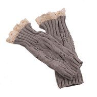 Morecome Fashion Women GirlHollow Out Lace Knitted Gloves (Black) N17