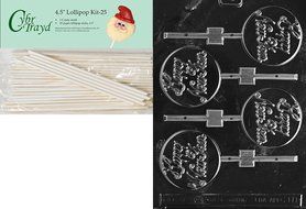 Cybrtrayd 00045St25-C111 Happy New Year Lolly Christmas Chocolate/Candy Mold with 25 4.5-Inch Lollipop Sticks