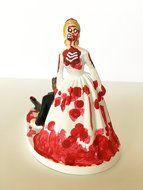 Love Never Dies Funny Zombie Wedding Cake Topper - Zombie Bride Dragging Groom Away N2