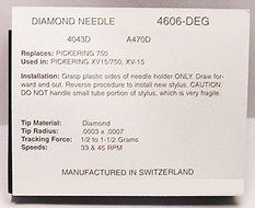 TURNTABE STEREO NEEDLE FOR Pickering XV-15/150 D-100 D-150 606-D7C N4