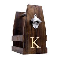 Cathy's Concepts Personalized Rustic Craft Beer Carrier with Bottle Opener, Letter S
